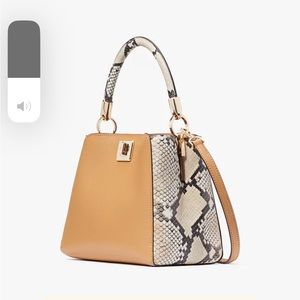 Kate Spade Tan and Cream Crossbody Bag with Gold Accents